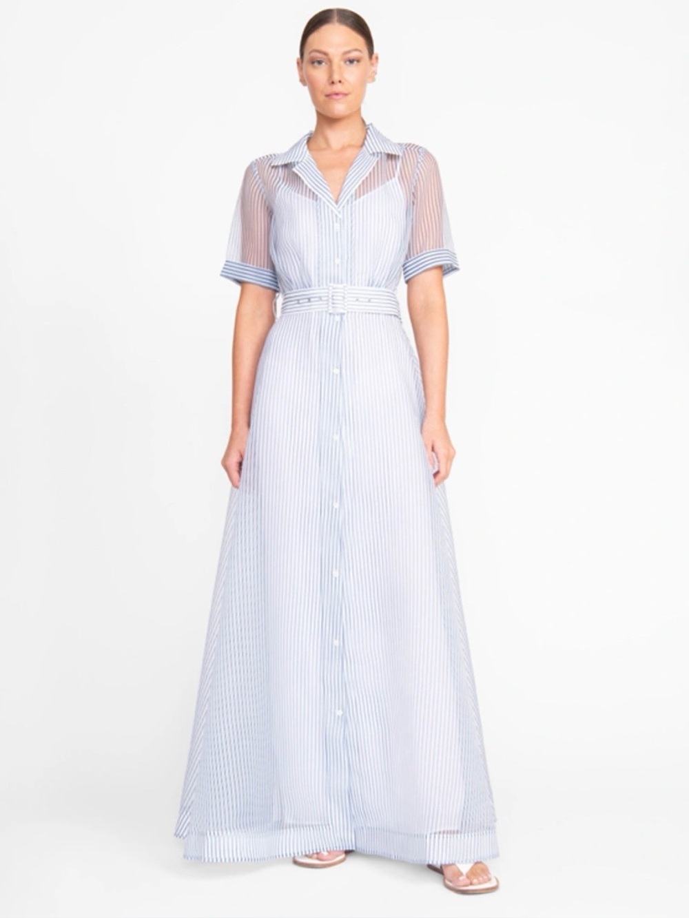 Staud Light Blue Striped Shirt Maxi Dress - Worn once! Size 10